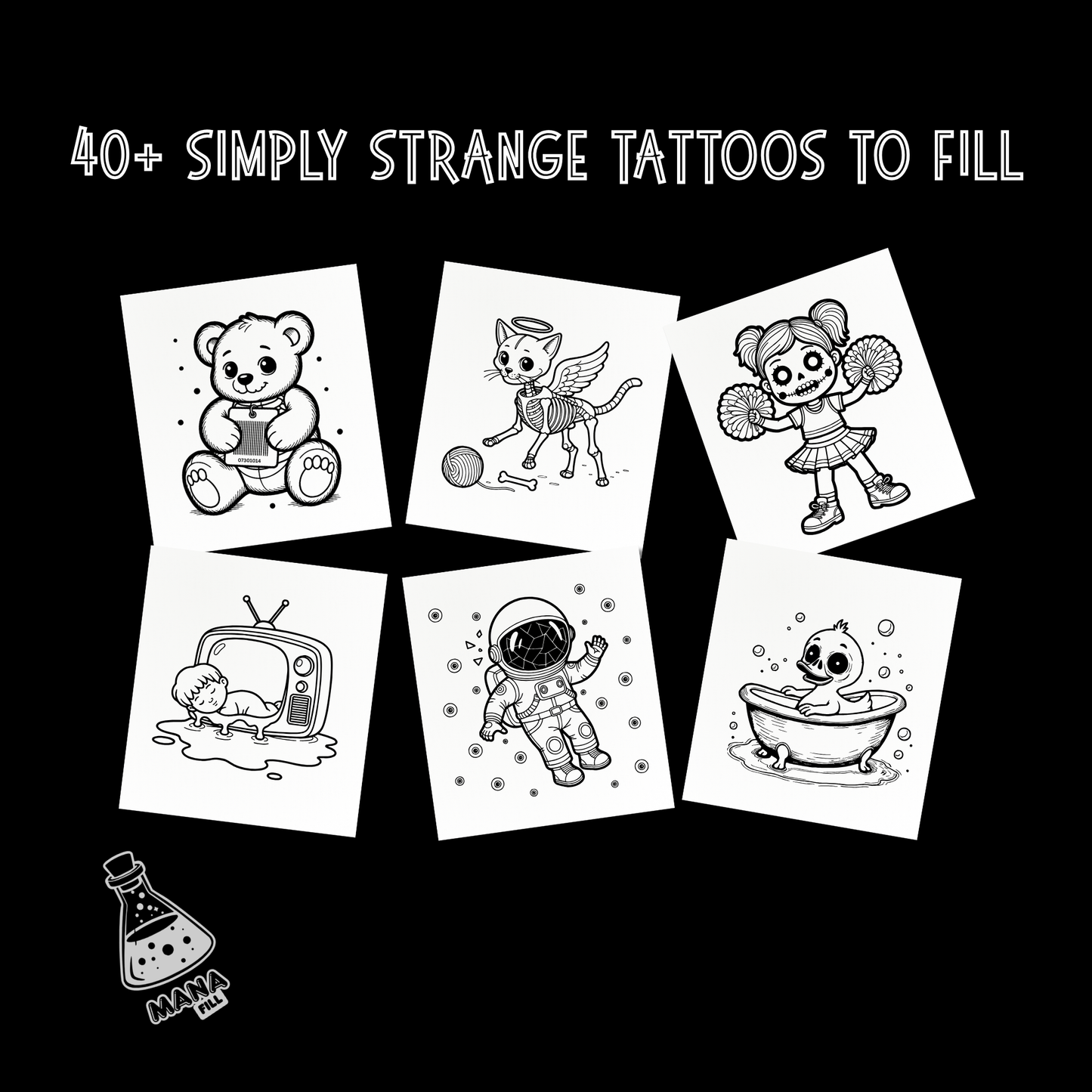 Strange Tattoos 2: Adult Coloring Book Digital PDF for Print