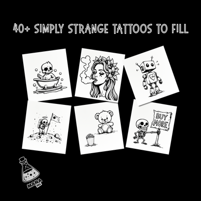 Strange Tattoos: Adult Coloring Book Digital PDF for Print