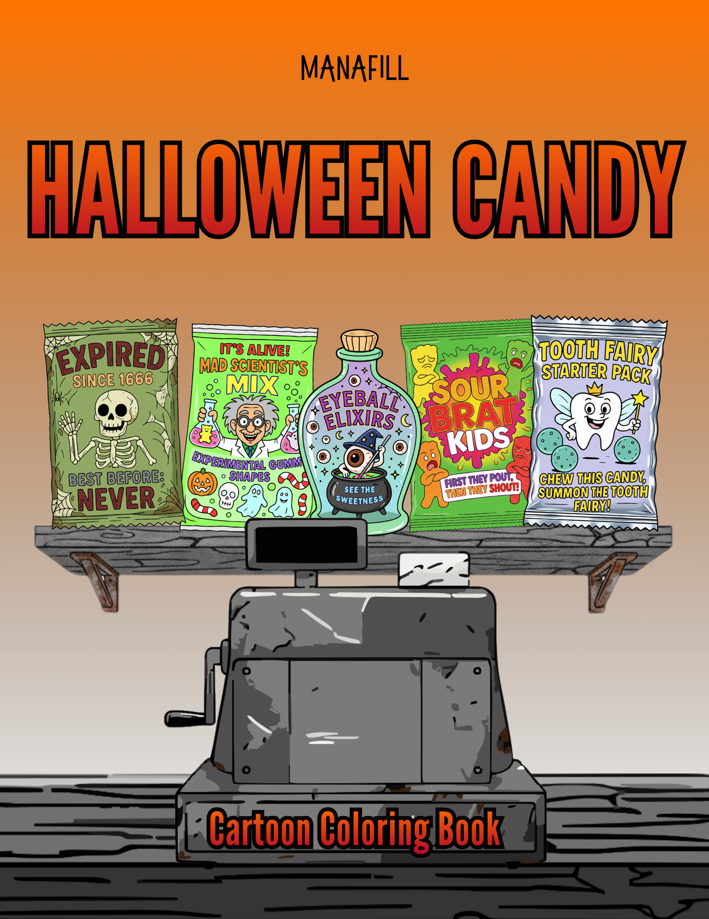 Halloween Candy: Cartoon Coloring Book Digital PDF for Print