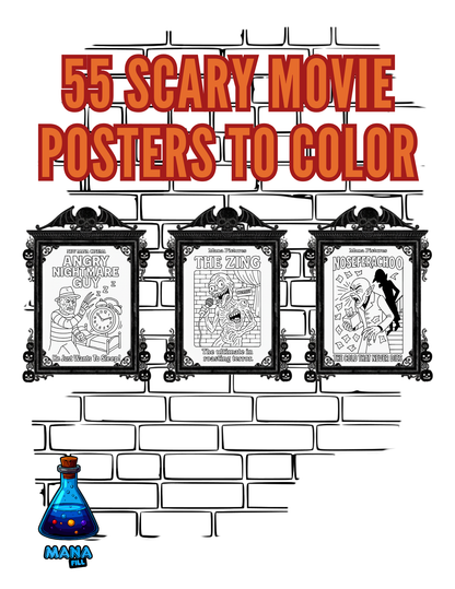 Scary Movie Parody Posters: Adult Coloring Book - Digital PDF for Print